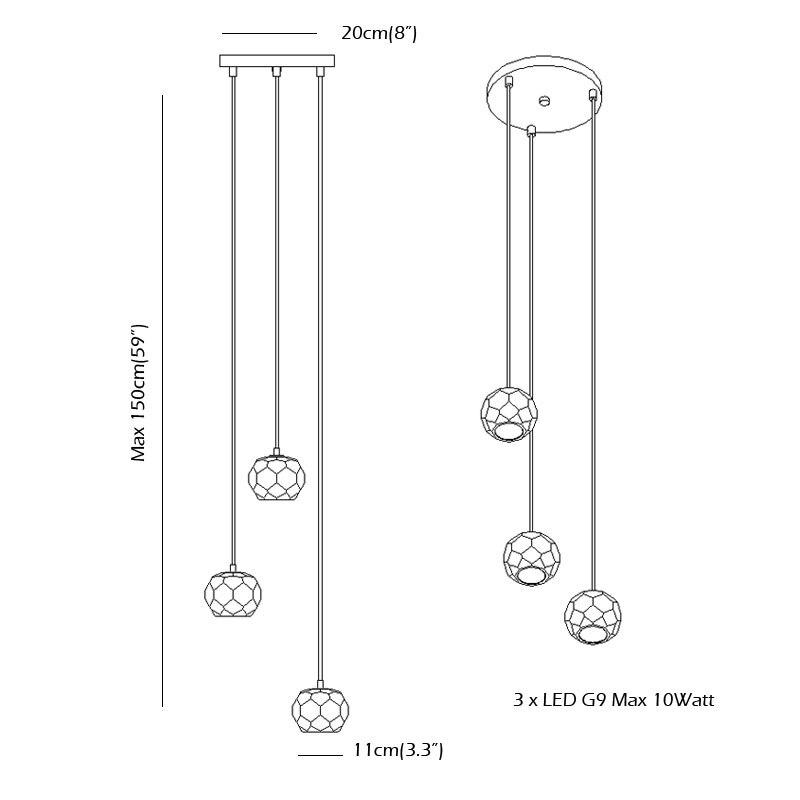 Nordic Luxury Chandelier Stair Lighting Crystal Pendant Light for Kitchen Restaurant Villa G9 Bulb