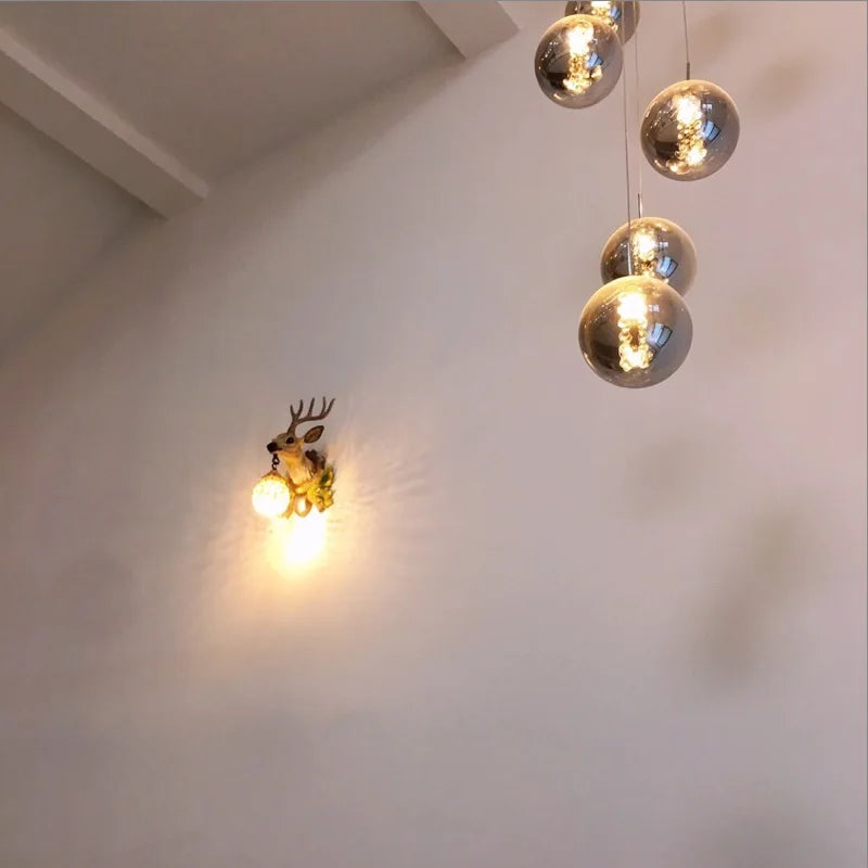 2026 New Modern Glass Ball Chandelier Lustre Living Room Staircase Light Spiral Light G4 Led Hotel Chandelier Villa Lighting