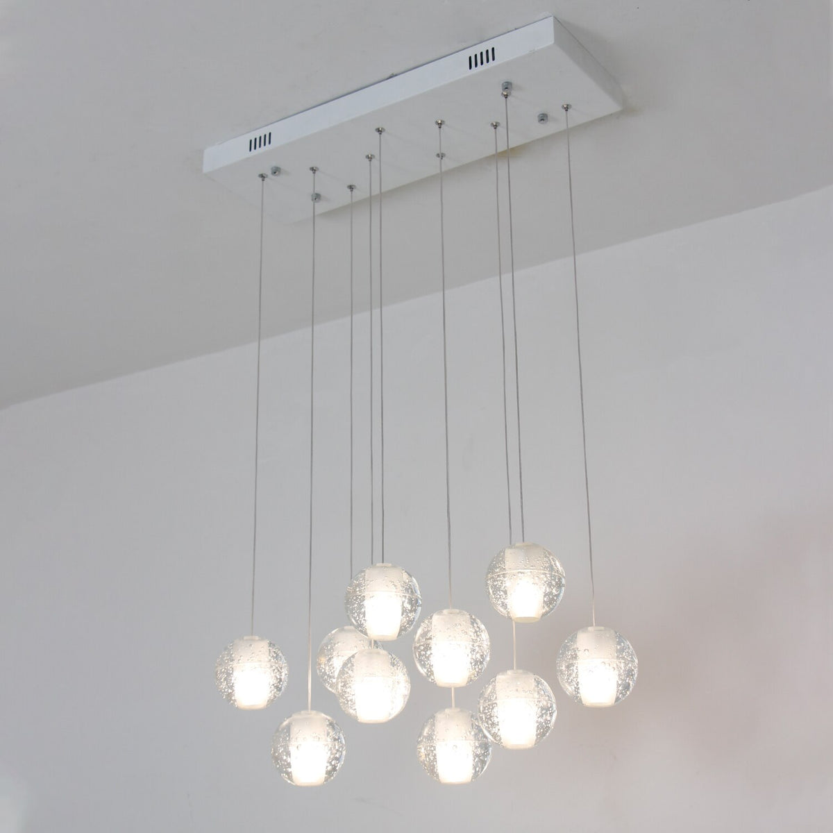 10 Lights Crystal Ball Chandelier LED Hanging Light for Dining Room Stairs Shop Hotel Dimmable Home Lighting