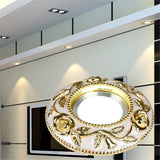 European Style Golden Rose Pattern Resin Led Embedded Downlight Living Room Restaurant Corridor Loft 5W 7W Recessed Spot Lamp