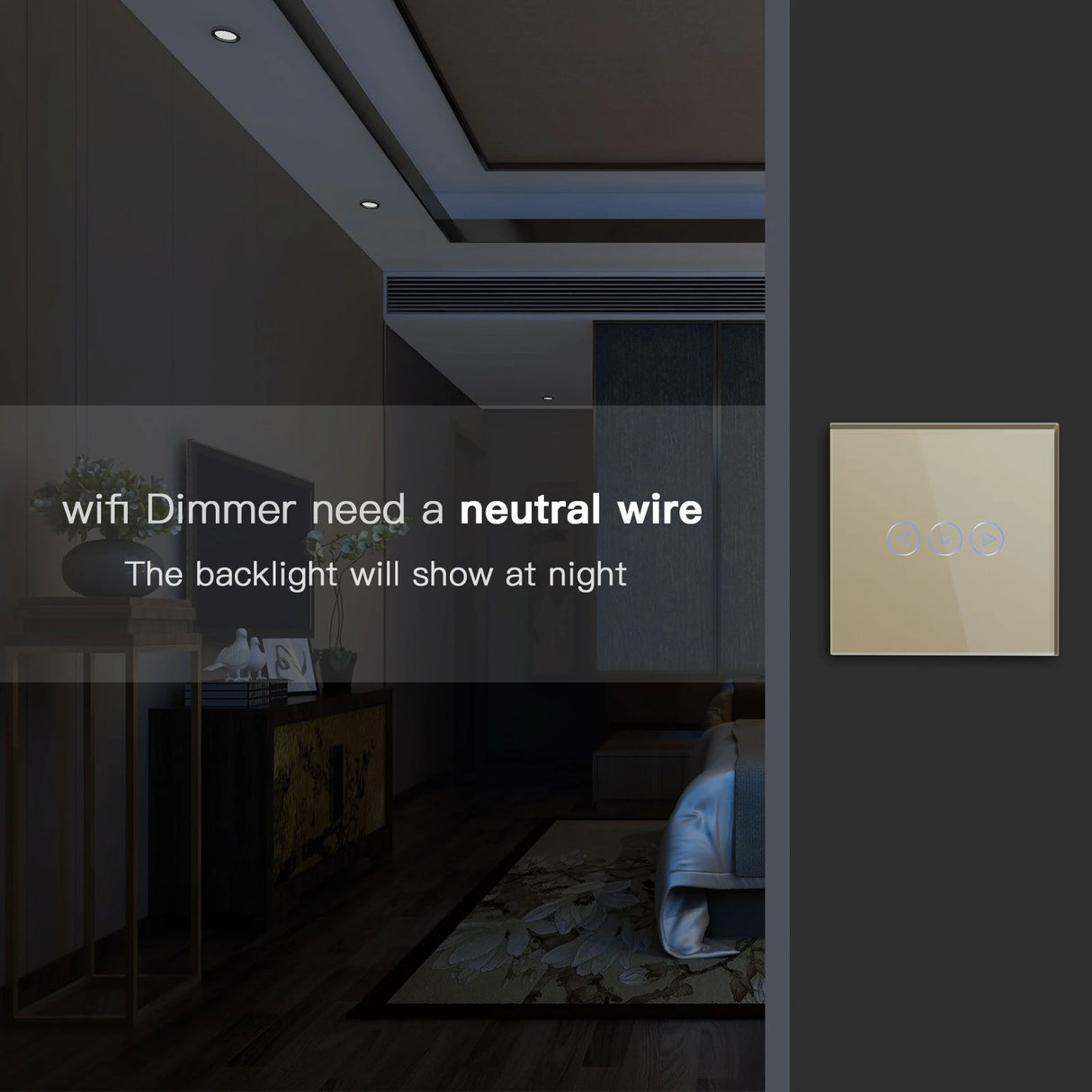 Single Smart Wifi Dimmer Switches 1Gang Wifi Control Dimmable Led Light Glass Panel Support Tuya Google Smart Life App