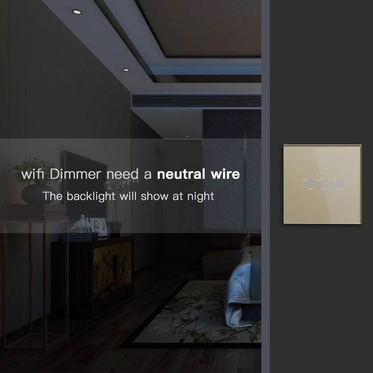 Single Smart Wifi Dimmer Switches 1Gang Wifi Control Dimmable Led Light Glass Panel Support Tuya Google Smart Life App