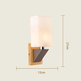 Japanese Decoration Wall Wood Lamp Glass Lampshade Bedroom Entrance Aisle Indoor Home Lights E27 LED Nordic Bedside Wall Light