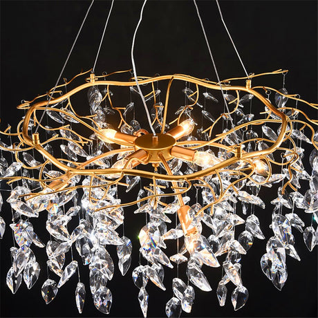 Nordic Gold Crystal Chandelier Lighting Modern Large Luster LED Ceiling Chandelier Loft Art Hanging Lamp for Living Room Lusters