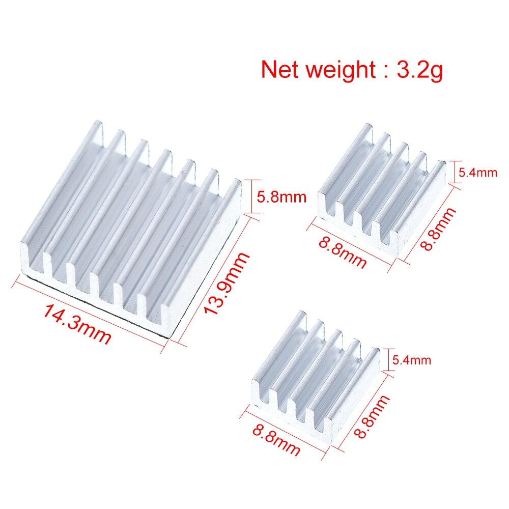 Adhesive Raspberry Pi Heatsink Cooler Pure Aluminum Heat Sink Set Kit Radiator For Cooling Raspberry Pi 2 B