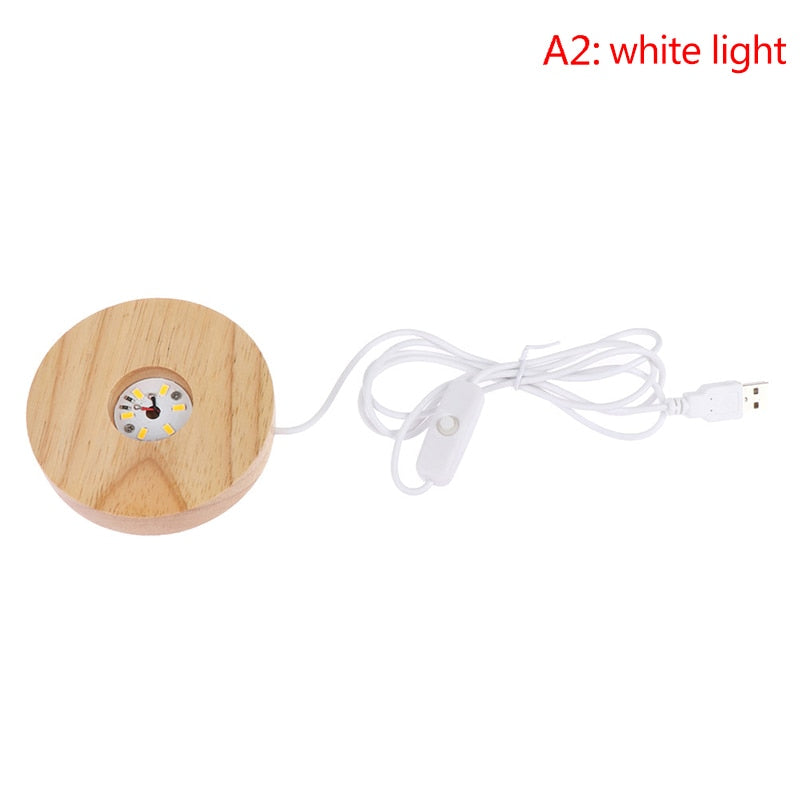 New Wood Light Base Rechargeable Remote Control Wooden LED Light Rotating Display Stand Lamp Holder Lamp Base Art Ornament