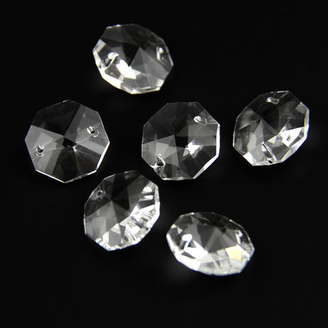 50pcs 10mm/14mm/18mm/20mm/30mm/40mm Crystal K9 Octagon Clear Beads In 2 Holes Glass Loose Beads Clear Loose Beads for Strands