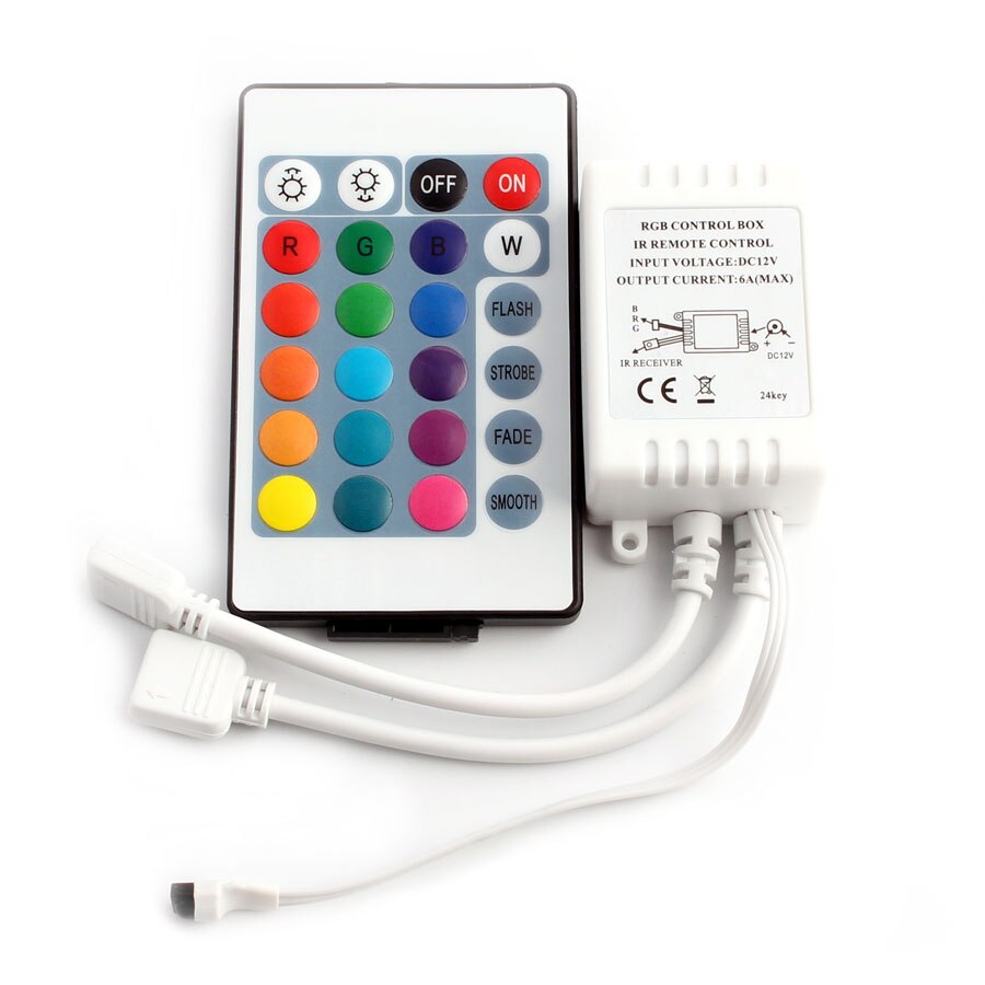 Led Controller 24 Keys LED IR RGB Controler box 1 to 2 Controller IR Remote Dimmer DC12V For RGB 3528 5050 LED Strip Lights
