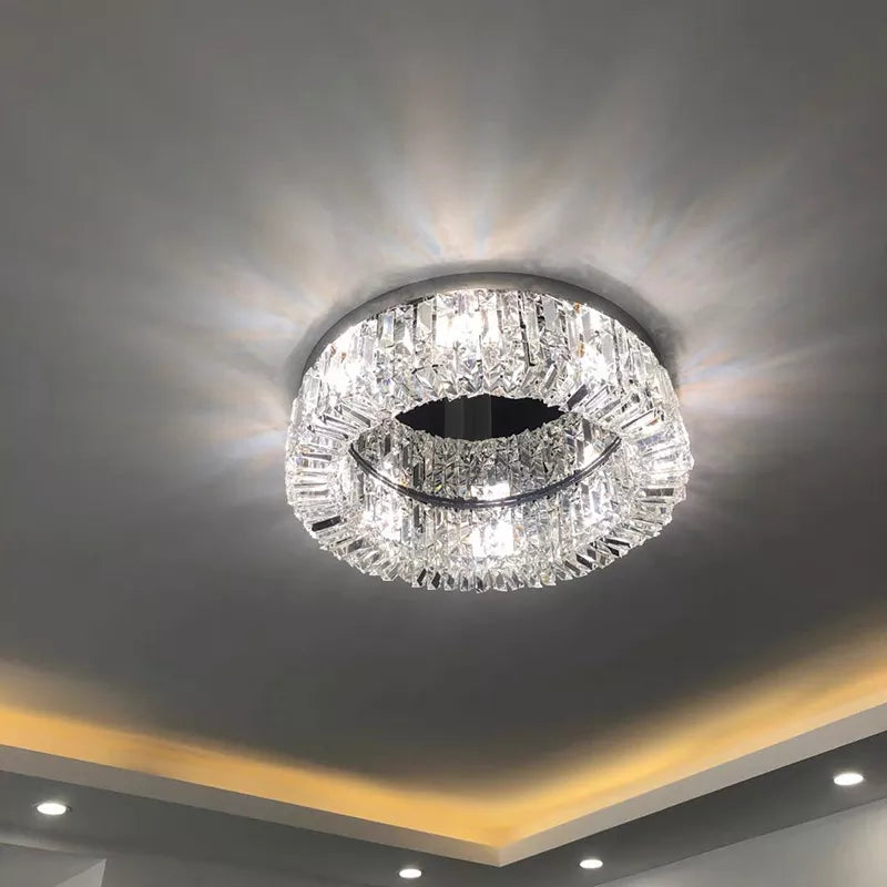 Modern K9 Crystal Ceiling Lamp Fashion Trend Living Room Lamp Children Bedroom Dining Table LED Ceiling Lamp Round