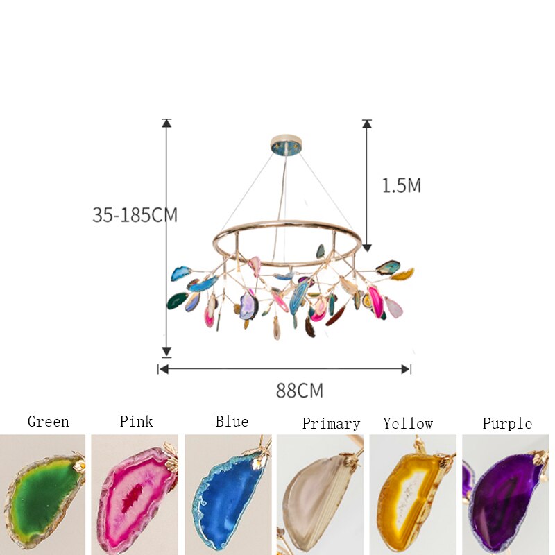 Nordic Luxury LED Chandelier Lighting for Living Room Branches Creative Home Decor Agate Hanging Lamp Interior Kitchen Fixtures