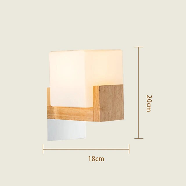 Japanese Decoration Wall Wood Lamp Glass Lampshade Bedroom Entrance Aisle Indoor Home Lights E27 LED Nordic Bedside Wall Light