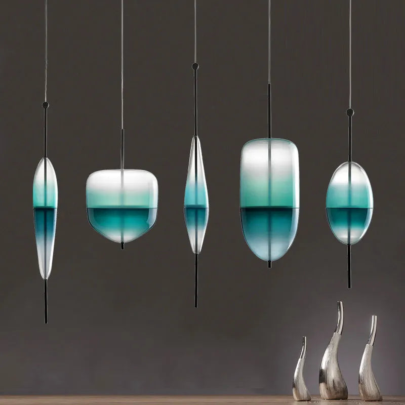 Wonder Glass Night Flow Bespoke Glass pendant light teardrop-shaped Blue pendant light art deco Italian Replica designer Lamp