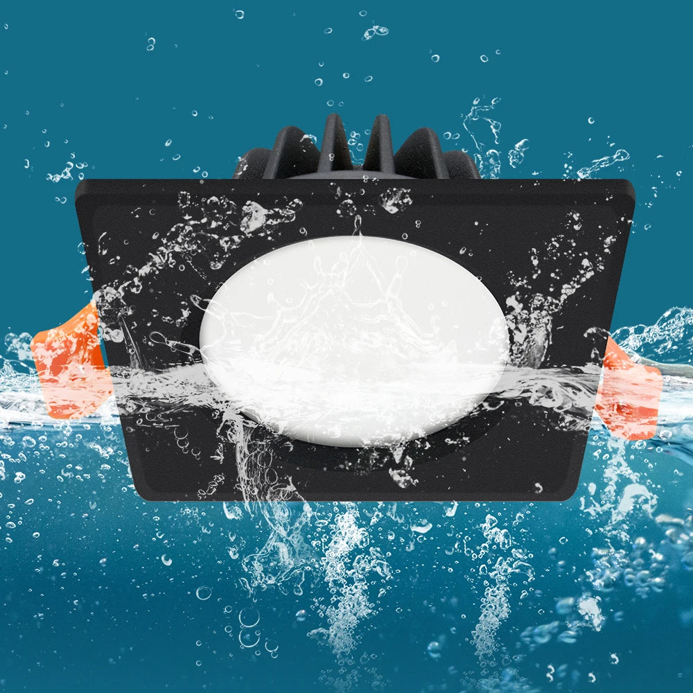 IP65 Led Black Ceiling Lamp Waterproof Downlight Recessed Lights Square Led Spot Lighting For Bathroom Toilet Living Room Foyer