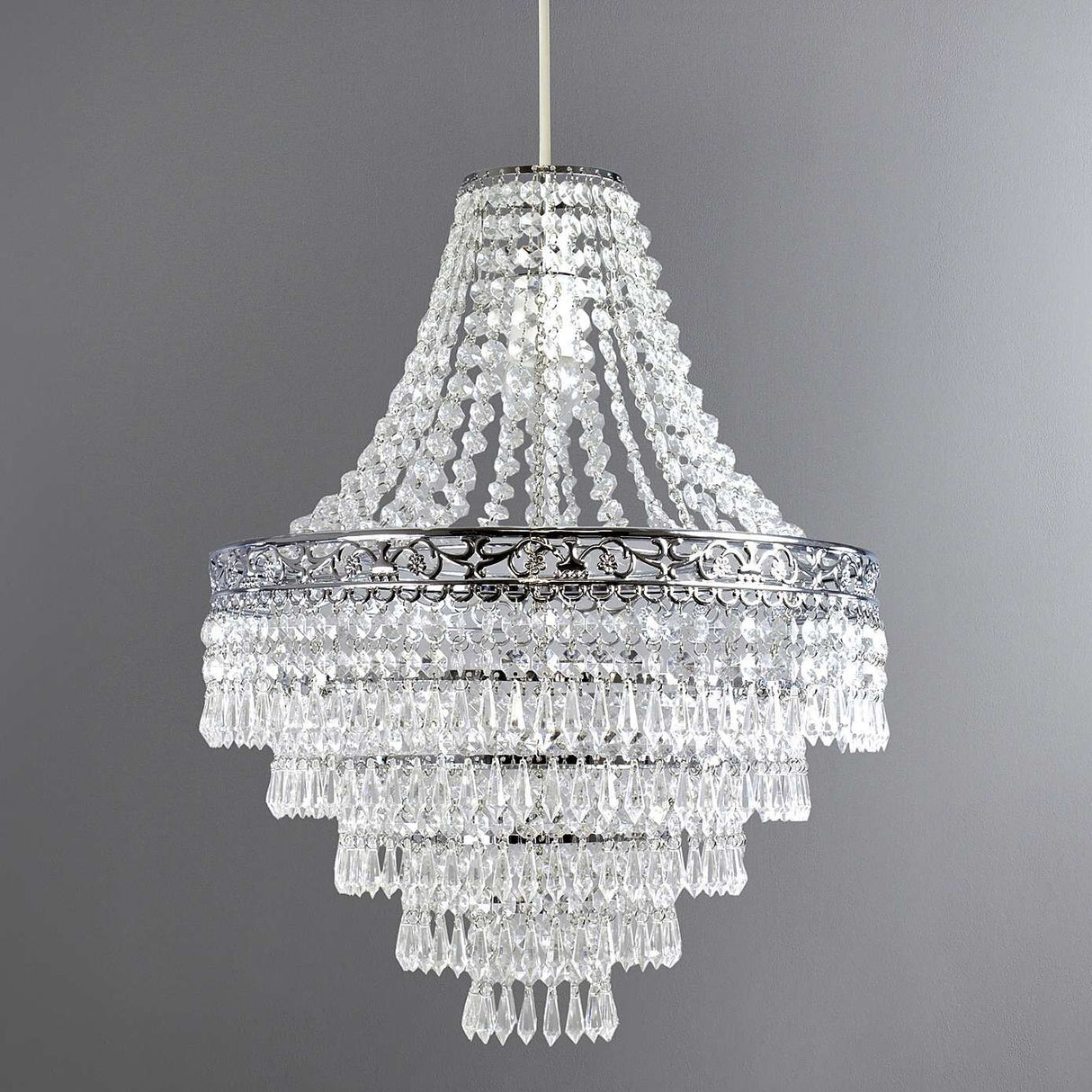 Plastic Large Acrylic Chandelier Shade 47cm Easy Fit Pendant Droplets Lamp Shade no Bulb (Without Light Cord Kit)