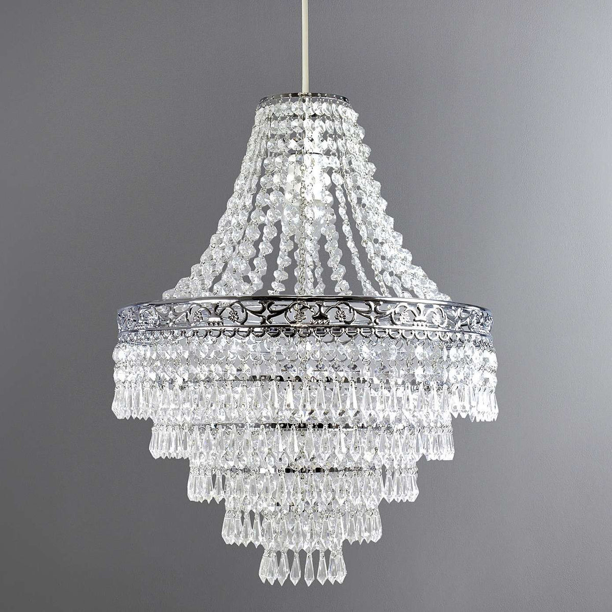 Plastic Large Acrylic Chandelier Shade 47cm Easy Fit Pendant Droplets Lamp Shade no Bulb (Without Light Cord Kit)