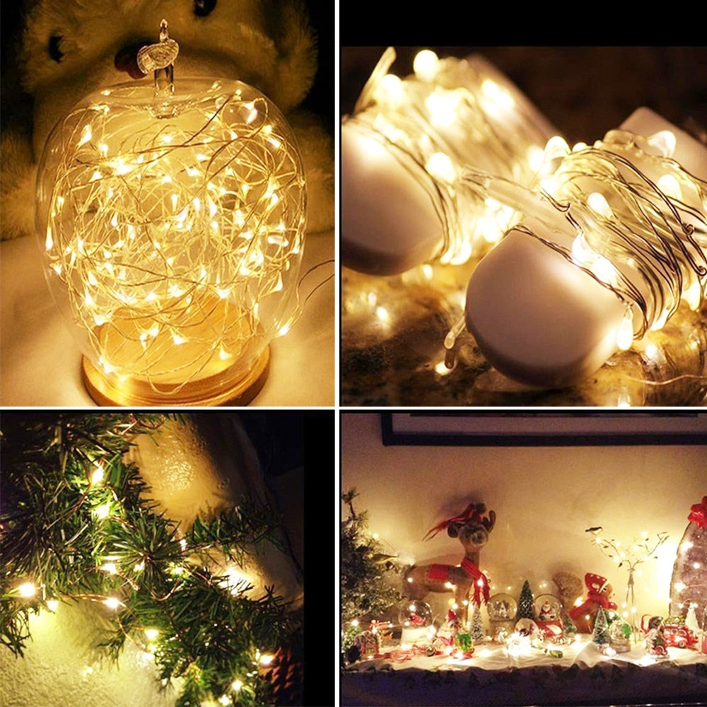 LED Mini Christmas Light Copper Wire String Light For Wedding Garland Party 1M 2M 3M 5M Waterproof without battery Fairy Light