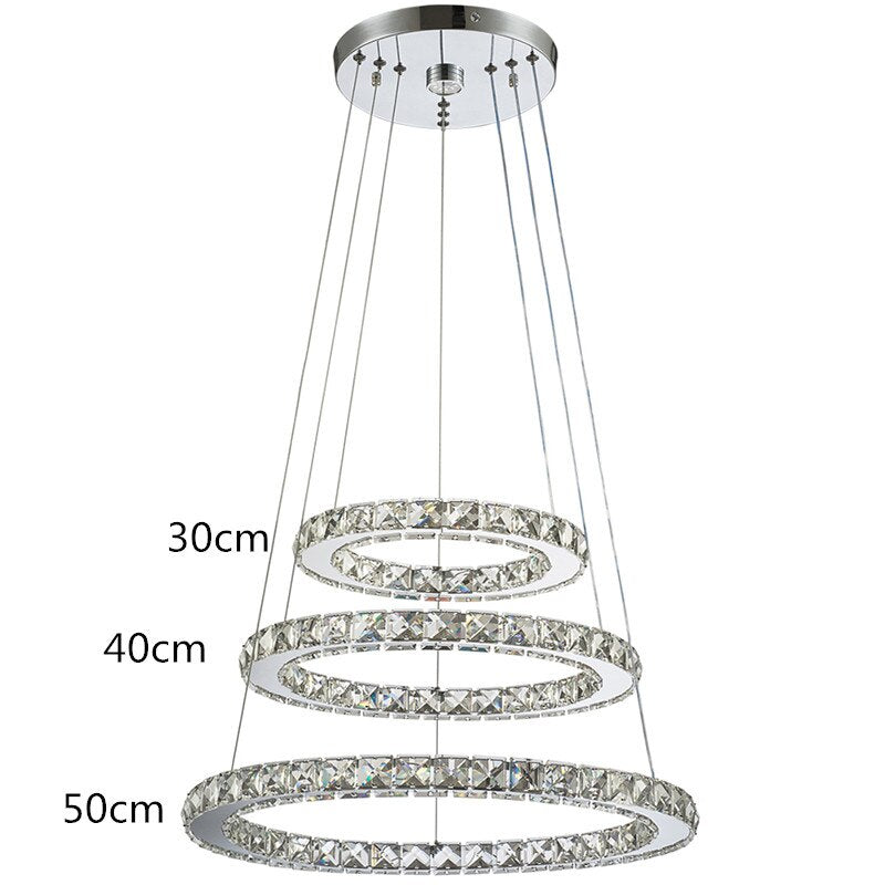 Luxury Large 5 Rings Led Round Crystal Chandelier light Spiral Pendant Lamp Modern Chandelier Light Fixtures Stair Hotel Lamp