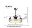 Ceiling Fan Lights Lamps Modern Remote Control 36 42 inch Gold Silver Led Luminer For Dining room Bedroom Fan Lighting