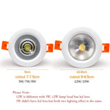 Led Ip65 Downlight COB Downlight Recessed Led Ceiling Lamp 5W 7W 12W Led Spot Lamp Bathroom Balcony Toilet Waterproof Lighting
