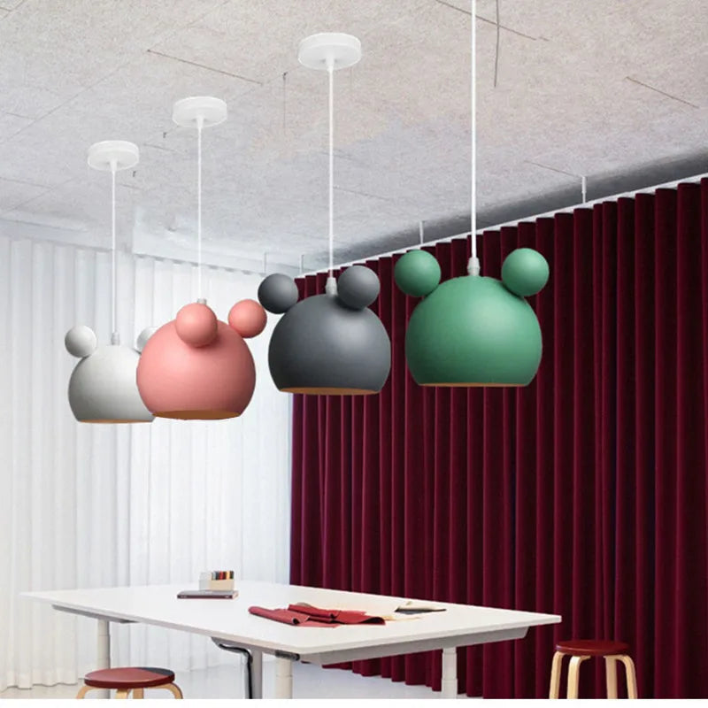 Nordic Style E27 Macaron Cartoon Pendant Lamp Simple Iron Child Room Chandelier For  Kitchen Living Room Hotel Indoor Lighting