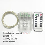 Led Strings Garland Fairy Lights Copper Wire 1M 2M 5M10M Battery Lighting Garland for Christmas Bedroom Wedding Party Decoration