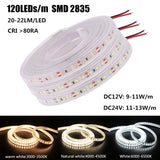 DC 12V/24V LED Strip Waterproof IP67 120LEDs/m Natural White 4000K /Warm White Flexible Tape 2835 LED Light Lamp 0.5m-10m