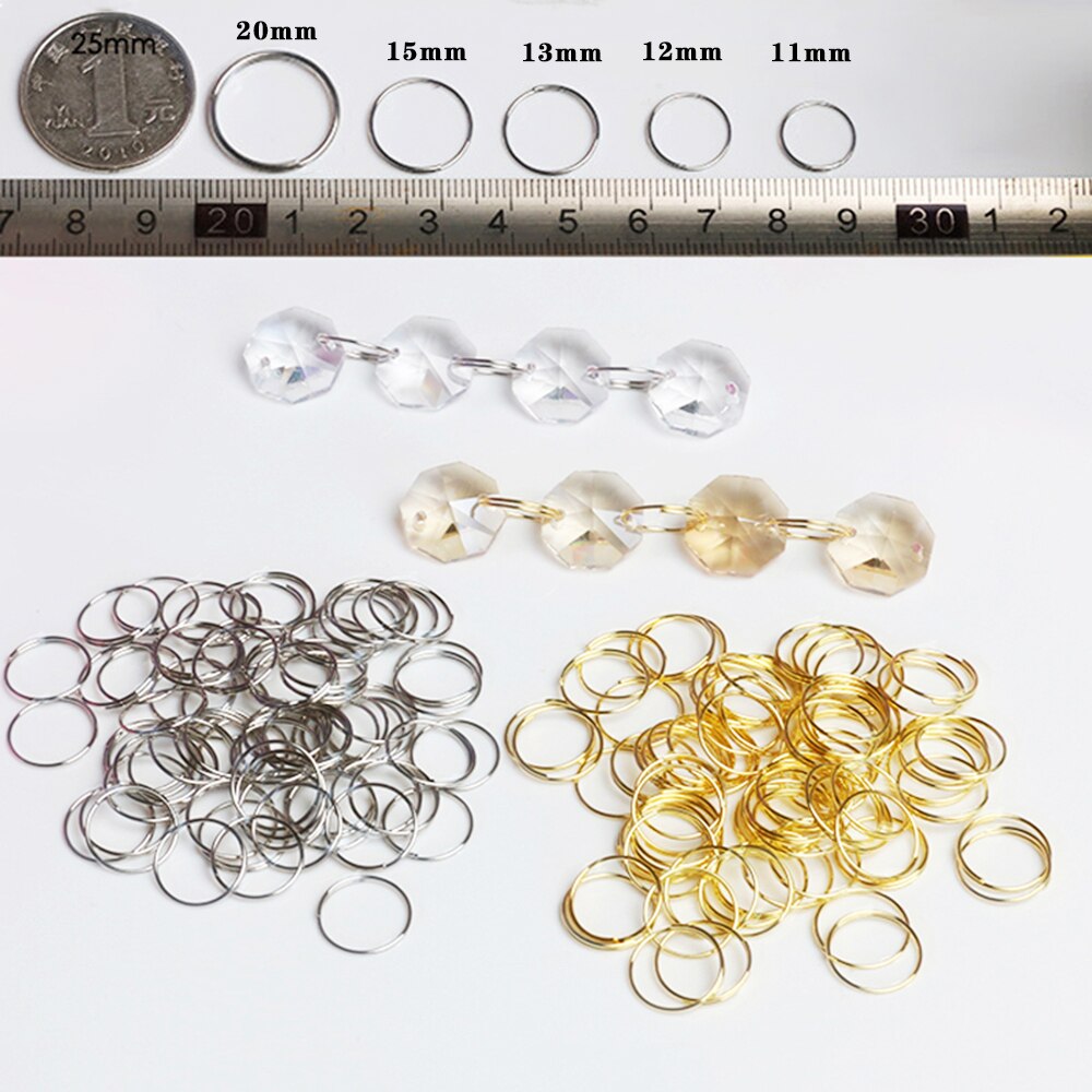 100x 11mm 12mm 13mm 15mm 20mm round stainles steel ring crystal for Chandelier Ball Parts Bead light accessorise Curtain connect