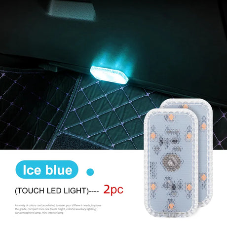 LED Touch Light Mini Wireless Car Interior Lighting Auto Roof Ceiling Reading Lamp for Door Foot Trunk Storage Box USB Charging