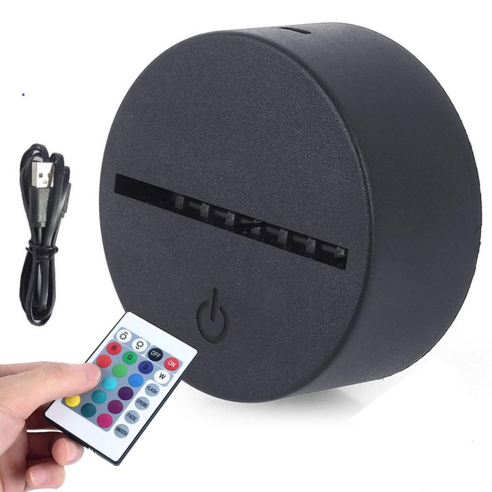 Acrylic 3D LED Lamp Base Table Night Light Base LED 7 Color-Adjust ABS USB Remote Control Lighting Accessories Bulk Wholesale