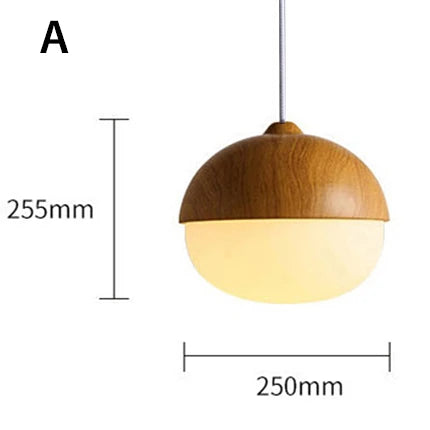 Nordic Wood Grain Iron Glass Pendant Lamp Modern Nut Round E27 110-240V Hanging Light Living Room Bedroom Decors Pendant Lighting