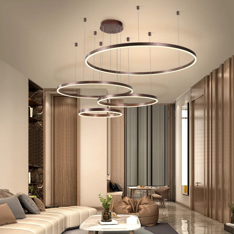 Modern Led Ceiling Chandelier home decor Brushed Rings  Mounted For Bedroom Living Room Hanging Lamp  Lustre Indoor Lighting