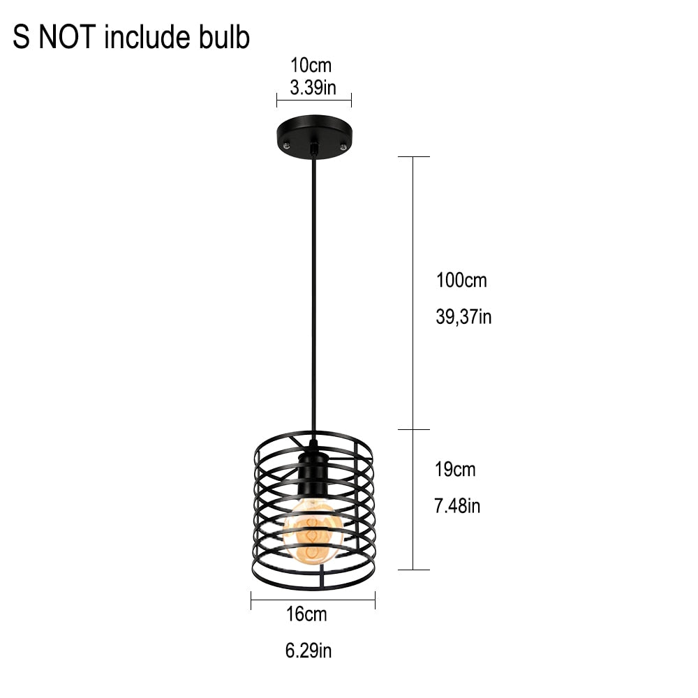 Retro Industrial Pendant Light Nordic Black Metal Cage Lighting Fixtures Iron Loft Cage Kitchen Vintage Adjustable Hanging Lamps