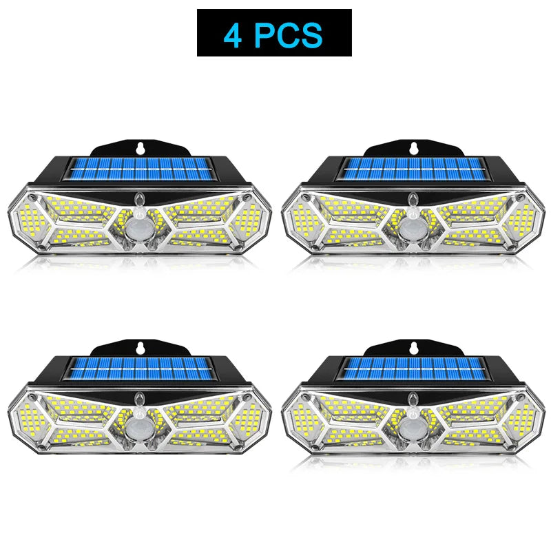 Solar Lights Outdoor Motion Sensor 158LEDs IP65 Waterproof Super Bright Solar Wireless Wall Lamp with 3Modes and 8Wide Angle