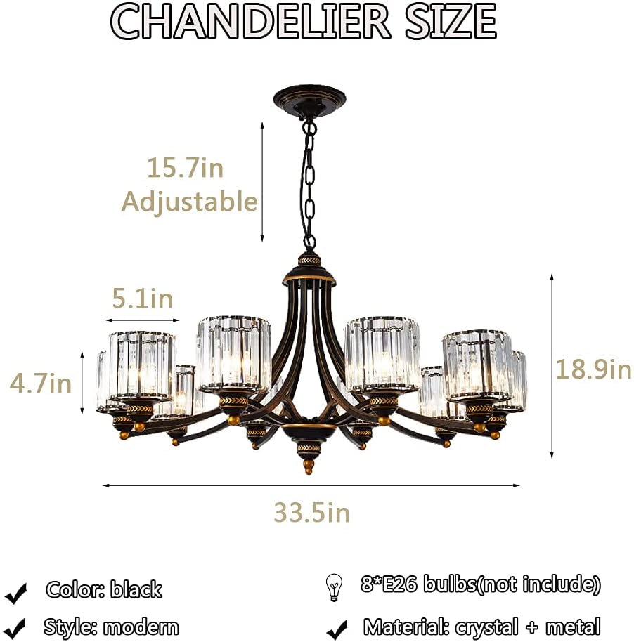 Modern Crystal Chandeliers Luxury 8-Light Chandelier Lighting Flush Mount Ceiling Lights Kitchen Island Hanging Pendant Light
