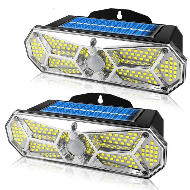Solar Lights Outdoor Motion Sensor 158LEDs IP65 Waterproof Super Bright Solar Wireless Wall Lamp with 3Modes and 8Wide Angle