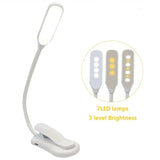 USB Rechargeable Adjustable LED Book Light With Goosenecks Clip 7 LEDs Flexible Night Reading Desk Lamp Table Read Night Light