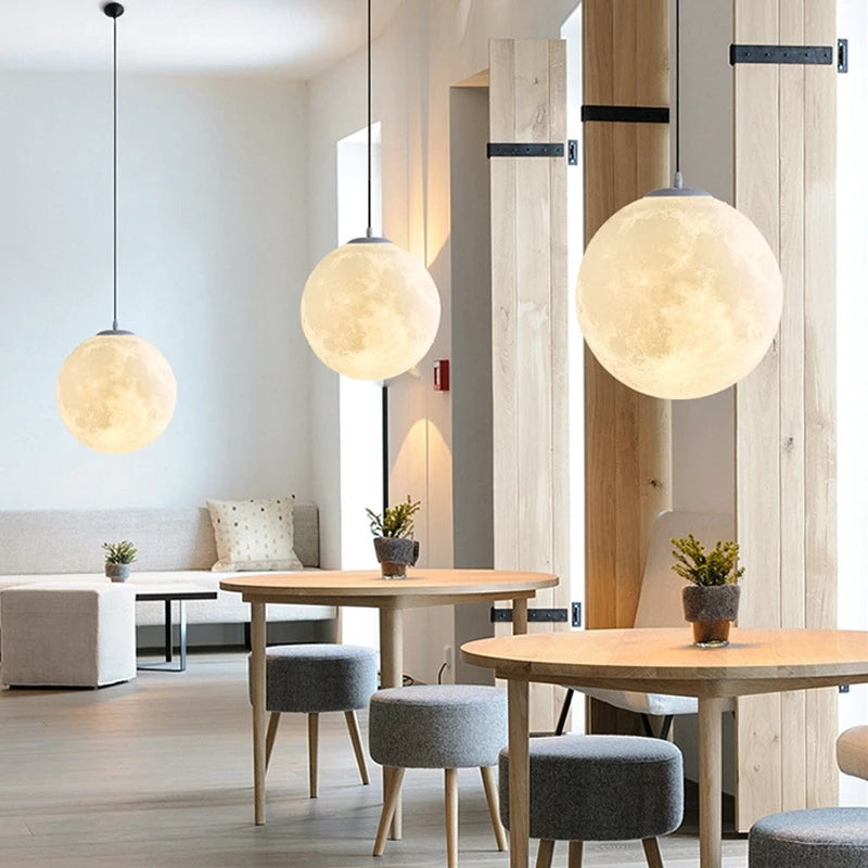 3D printed moon chandelier bedroomliving room dining room chandelier modern PLA environmentally friendly round ball moon lamp