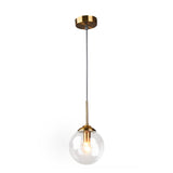 Nordic restaurant single head metal ring pendant lights modern living room bedroom bedside glass ball hanging lamp