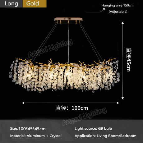 Crystal Ceiling Chandelier Led Luxury Indoor Lighting Home Decoration For Living Room Bedroom Large Hanging Chandeliers Gold