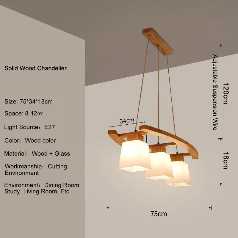 Nordic Wood Pendant Lights LED Modern Pendant Lamps For Dining Living Room Kitchen Bar Cafe Japanese Style Hanging Lamp