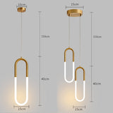 Brass Nordic bedside Long-line hanging lamp Modern creative U-shaped tube 360 degree LED pendant lights
