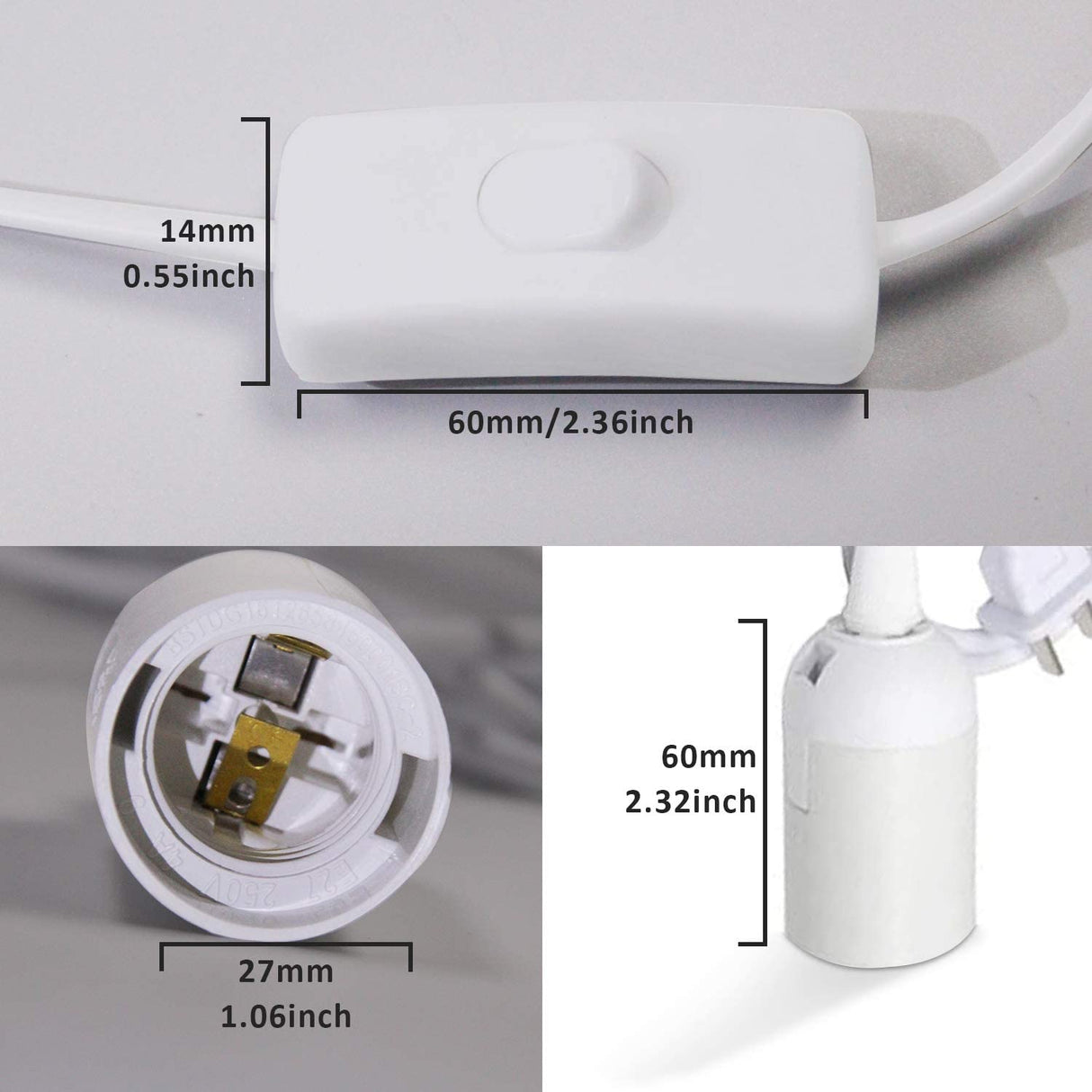 EU US Plug 1.8m Power Cord Cables E27 Lamp Base Holder With Switch Wire For Pendant Led Bulbs Fixture Hang lamp Suspension Socket