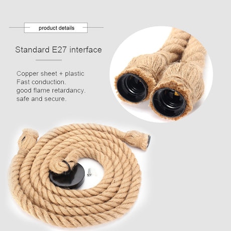 Vintage Hemp Rope Pendant Light Retro Loft Industrial Hanging Lamp Creative Country Style Edison Bulb Lamp Home Light Decoration