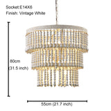 Vintage Black Pendant Chandelier Wood Beaded Antique Lighting Foyer Dining Nordic Chandelier Bedroom Pendant Kitchen Lamps
