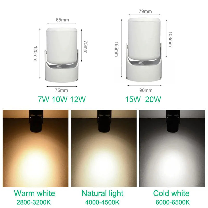360° rotatable COB spotlight 7W 10W15W 20W Nordic color surface mounted foldable LED downlight ceiling light background lighting