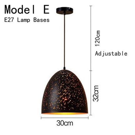 Vintage Pendant Lamp Black Iron Etching Lampshade Bar/Teahouse/Restaurant Indoor Lighting American Creative E27 Pendant Lights