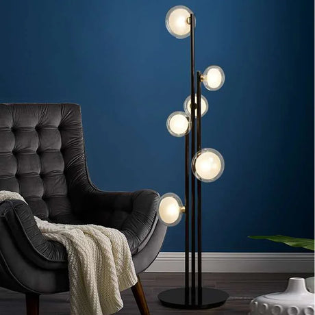  FLOOR LAMP Vintage glass ball floor lamp Vertical For Bedroom Room Decoration G9 Designer Black Nordic minimalist lamp