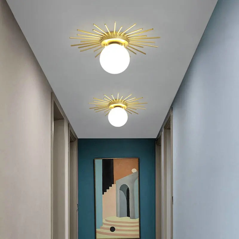 Modern Gold Ceiling Lamp Entrance Corridor Hallway Lamps Surface Mount Glass Ceiling Light G9 Bulb LED Indoor Lighting Fixtures