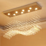 Rectangle Crystal Lamp Dining Room Chandelier Individuality Brief Light Modern Bar Counter for Home Restaurant Lighting
