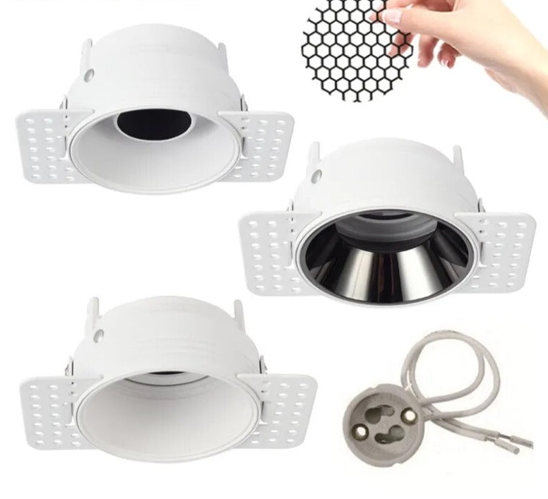 Frameless Recessed LED Ceiling Downlight Adjustable Mount Frame Socket GU10/MR16/MR11 Bulb Holder Spot Lighting Fitting Fixture